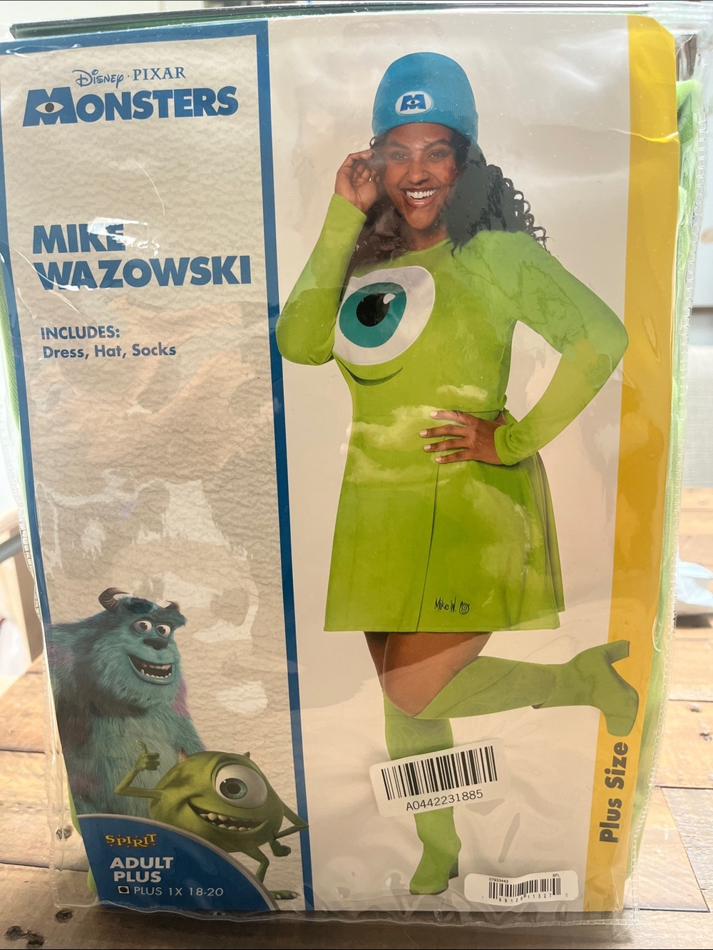 NEW Spirit Halloween Mike Wazowski Green Dress Costume with Hat and Socks